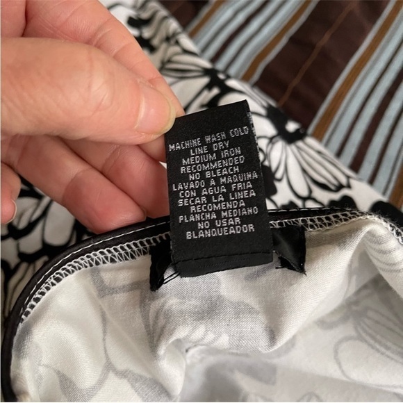 A.P.N.Y. Cotton Halter Dress Backless Black and White Floral - Picture 5 of 8